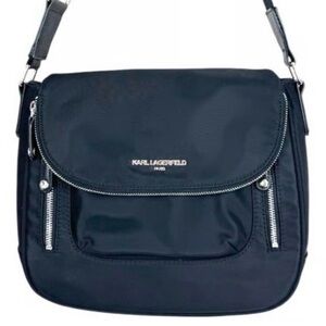Karl Lagerfeld Navy Shoulder Bag with Silver Details